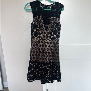 Elegant Black and Tan Lace Dress